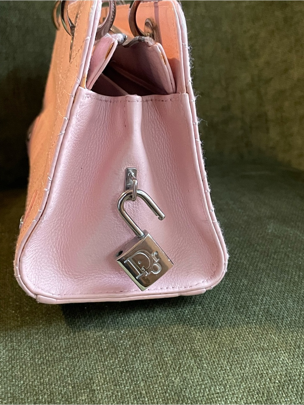 Authentic Dior Light Pink Quilted Shoulder east west Bag with Silver Hardware - Picture 12 of 13